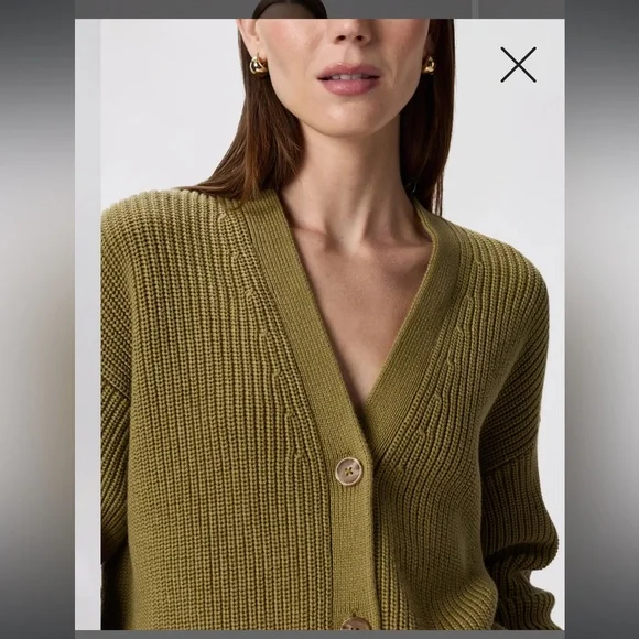 Quince Organic Cotton Fisherman Boxy Cropped Cardigan small NWT herb green - Picture 3 of 12